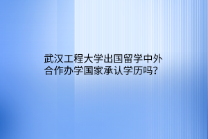 武汉工程大学出国留学中外合作办学国家承认学历吗？