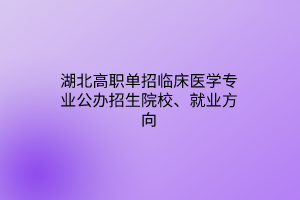 湖北高职单招临床医学专业公办招生院校、就业方向