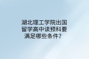 湖北理工学院出国留学高中读预科要满足哪些条件？