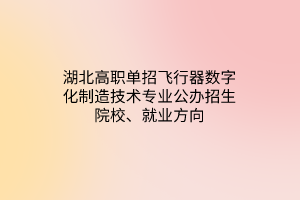 湖北高职单招飞行器数字化制造技术专业公办招生院校、就业方向