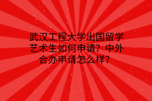 武汉工程大学出国留学艺术生如何申请？中外合办申请怎么样？