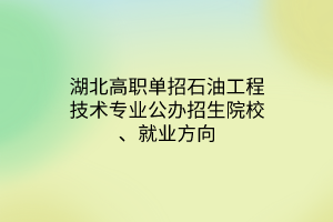 湖北高职单招石油工程技术专业公办招生院校、就业方向