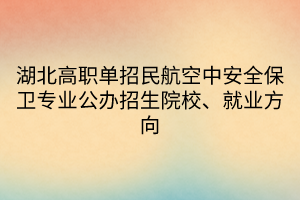 湖北高职单招民航空中安全保卫专业公办招生院校、就业方向