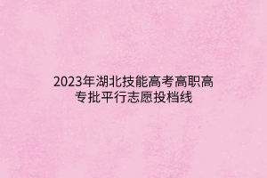 2023年湖北技能高考高职高专批平行志愿投档线