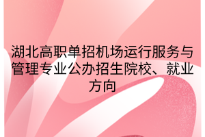 湖北高职单招机场运行服务与管理专业公办招生院校、就业方向