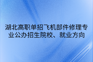 湖北高职单招飞机部件修理专业公办招生院校、就业方向