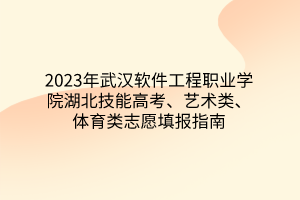 2023年武汉软件工程职业学院湖北技能高考、艺术类、体育类志愿填报指南