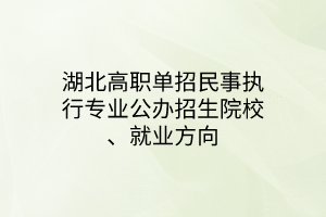 湖北高职单招民事执行专业公办招生院校、就业方向