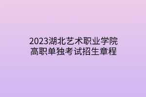 2023湖北艺术职业学院高职单独考试招生章程