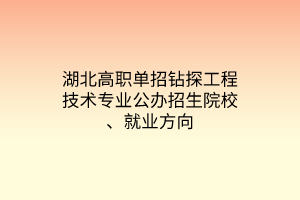 湖北高职单招钻探工程技术专业公办招生院校、就业方向