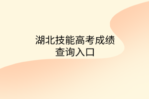 湖北技能高考成绩查询入口