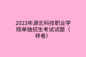 2023年湖北科技职业学院单独招生考试试题（样卷）