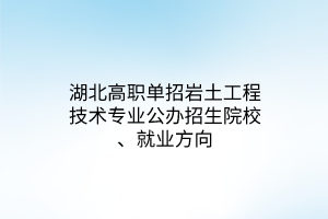 湖北高职单招岩土工程技术专业公办招生院校、就业方向