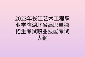 2023年长江艺术工程职业学院湖北省高职单独招生考试职业技能考试大纲