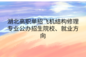 湖北高职单招飞机结构修理专业公办招生院校、就业方向