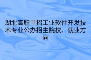 湖北高职单招工业软件开发技术专业公办招生院校、就业方向