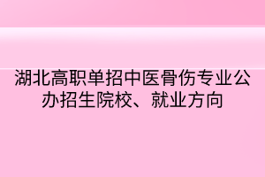 湖北高职单招中医骨伤专业公办招生院校、就业方向