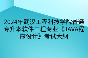 2024年武汉工程科技学院普通专升本软件工程专业《JAVA程序设计》考试大纲(1)