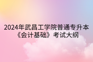 2024年武昌工学院普通专升本《会计基础》考试大纲(1)