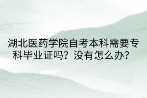 湖北医药学院自考本科需要专科毕业证吗？没有怎么办？