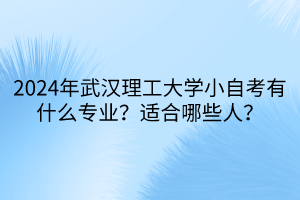 2024年武汉理工大学小自考有什么专业？适合哪些人？