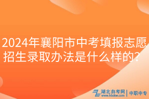 2024年襄阳市中考填报志愿招生录取办法是什么样的？