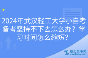 2024年武汉轻工大学小自考备考坚持不下去怎么办？学习时间怎么缩短？