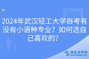 2024年武汉轻工大学自考有没有小语种专业？如何选自己喜欢的？