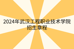 2024年武汉工程职业技术学院招生章程