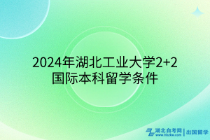 2024年湖北工业大学2+2国际本科留学条件