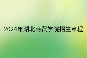 2024年湖北商贸学院招生章程