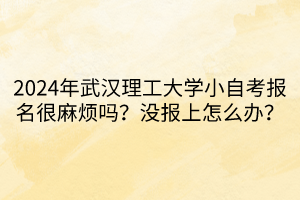 2024年武汉理工大学小自考报名很麻烦吗？没报上怎么办？