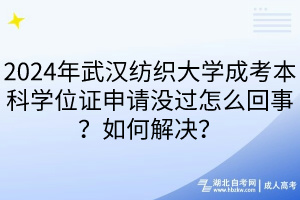 2024年武汉纺织大学成考本科学位证申请没过怎么回事？如何解决？