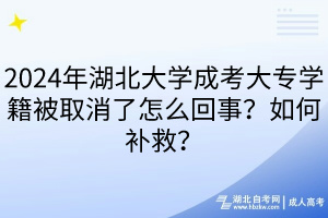 2024年湖北大学成考大专学籍被取消了怎么回事？如何补救？