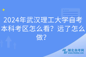 2024年武汉理工大学自考本科考区怎么看？远了怎么做？