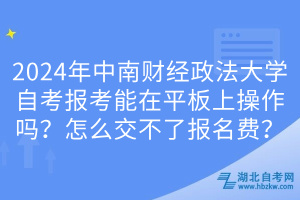 2024年中南财经政法大学自考报考能在平板上操作吗？怎么交不了报名费？