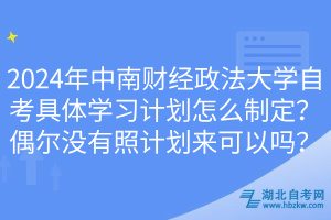 2024年中南财经政法大学自考具体学习计划怎么制定？偶尔没有照计划来可以吗？