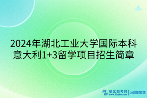 2024年湖北工业大学国际本科意大利1+3留学项目招生简章