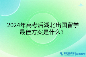 2024年高考后湖北出国留学最佳方案是什么？