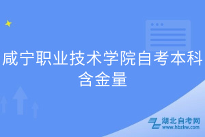 咸宁职业技术学院自考本科含金量