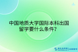 中国地质大学国际本科出国留学要什么条件？