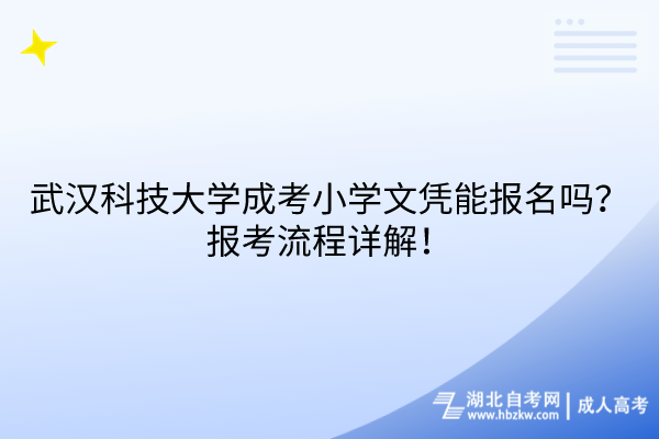 武汉科技大学成考小学文凭能报名吗？报考流程详解！