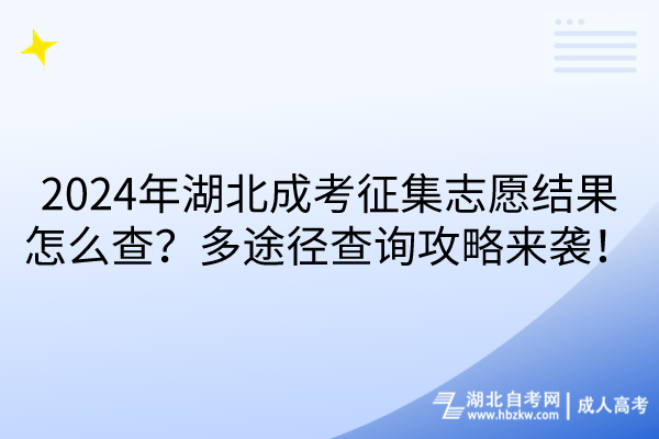 2024年湖北成考征集志愿结果怎么查？多途径查询攻略来袭！