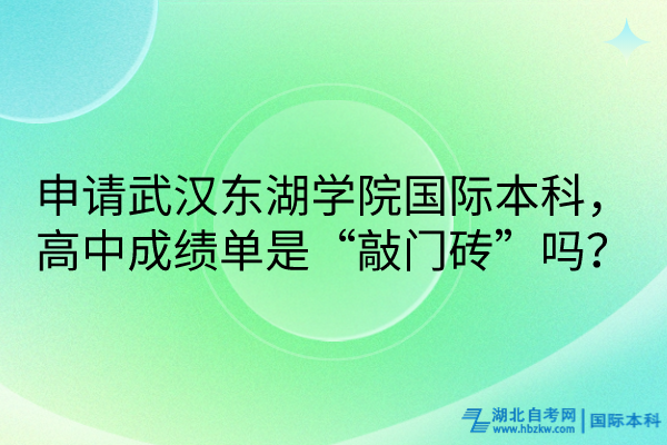 申请武汉东湖学院国际本科，高中成绩单是“敲门砖”吗？