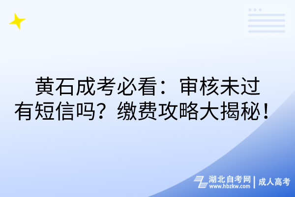 黄石成考必看：审核未过会收短信吗？缴费攻略大揭秘！