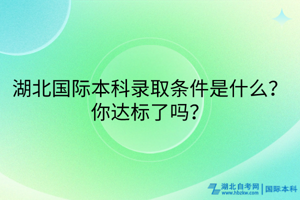 湖北国际本科录取条件是什么？你达标了吗？