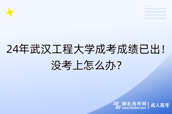 24年武汉工程大学成考成绩已出！没考上怎么办？