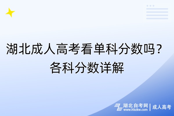 湖北成人高考看单科分数吗？各科分数详解