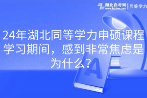 24年湖北同等学力申硕课程学习期间，感到非常焦虑是为什么？