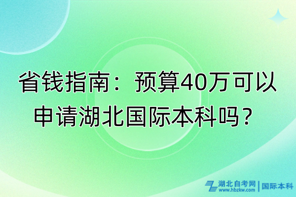 省钱指南：预算40万可以申请湖北国际本科吗？